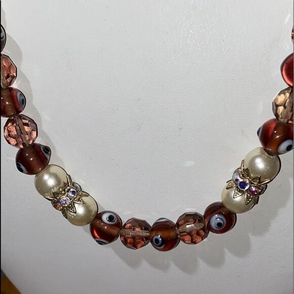 Swarovski Faceted Crystal & Evil Eye Bead Necklace - Picture 5 of 8